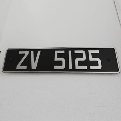 ZV Vintage Font Pressed Number Plates